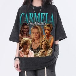 carmela soprano vintage washed shirt, actor homage graphic unisex t-shirt, bootleg retro 90s fans tee gift