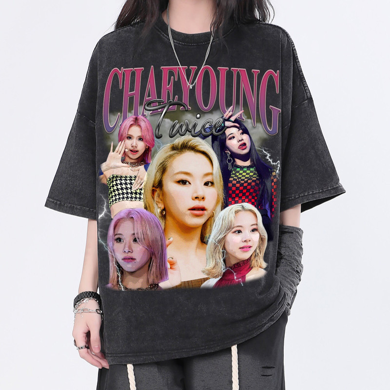 Chaeyoung Twice KPOP Vintage Washed Shirt,Twice Korean Group Homage Graphic Unisex T-Shirt, Kpop Music Retro 90's Fans Tee Gift - 1.jpg