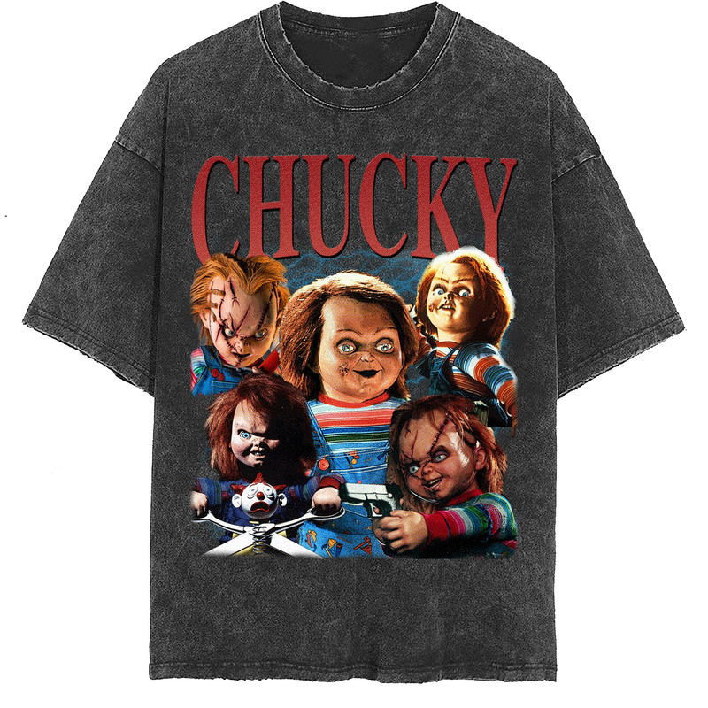 Chucky Vintage Washed Shirt, Horror Series Movie Homage Graphic Unisex T-Shirt, Retro 90's Fans Tee Gift - 2.jpg