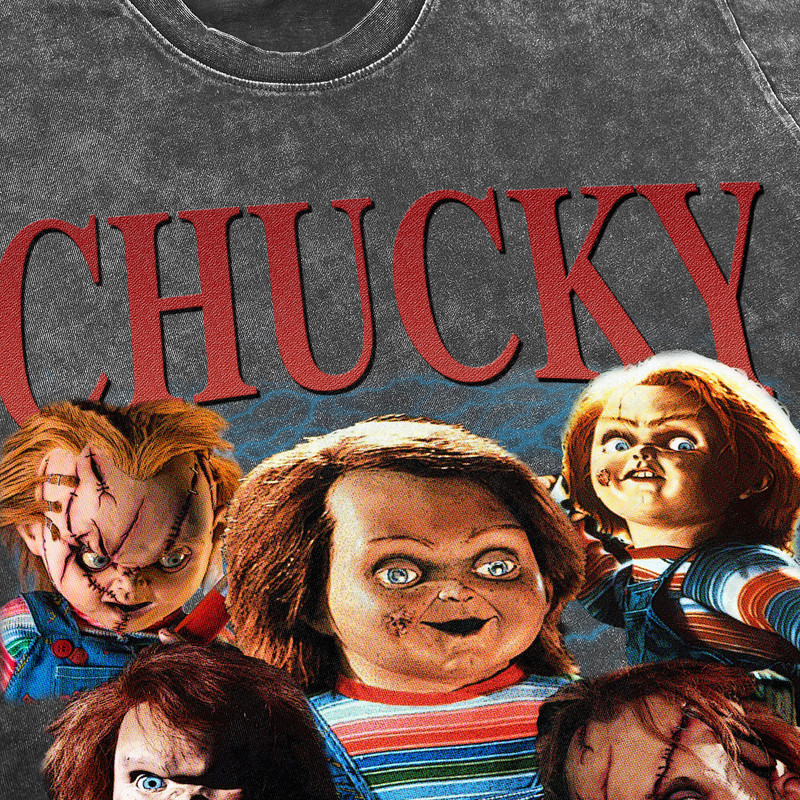 Chucky Vintage Washed Shirt, Horror Series Movie Homage Graphic Unisex T-Shirt, Retro 90's Fans Tee Gift - 3.jpg