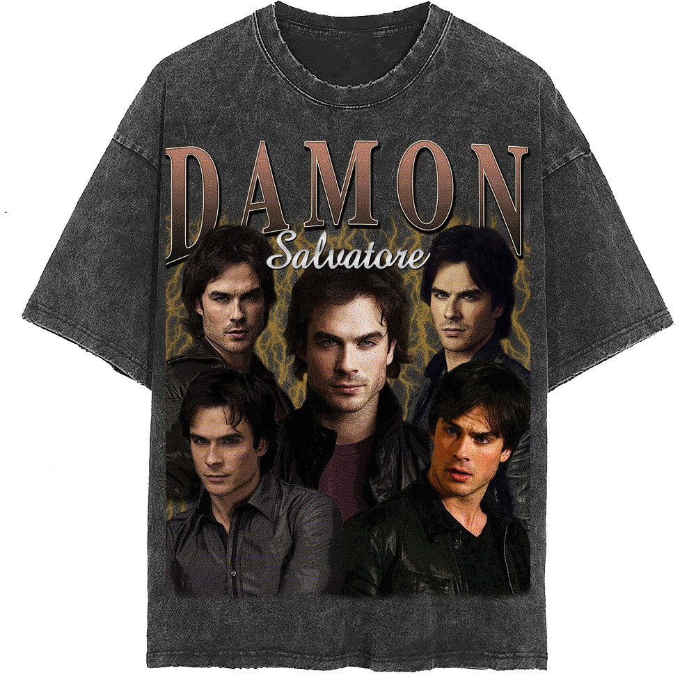 Damon Salvatore Vintage Washed T-Shirt, The Vampire Diaries Homage Tee,Funny Shirt For Women,Retro 90s Tee For Men - 2.jpg