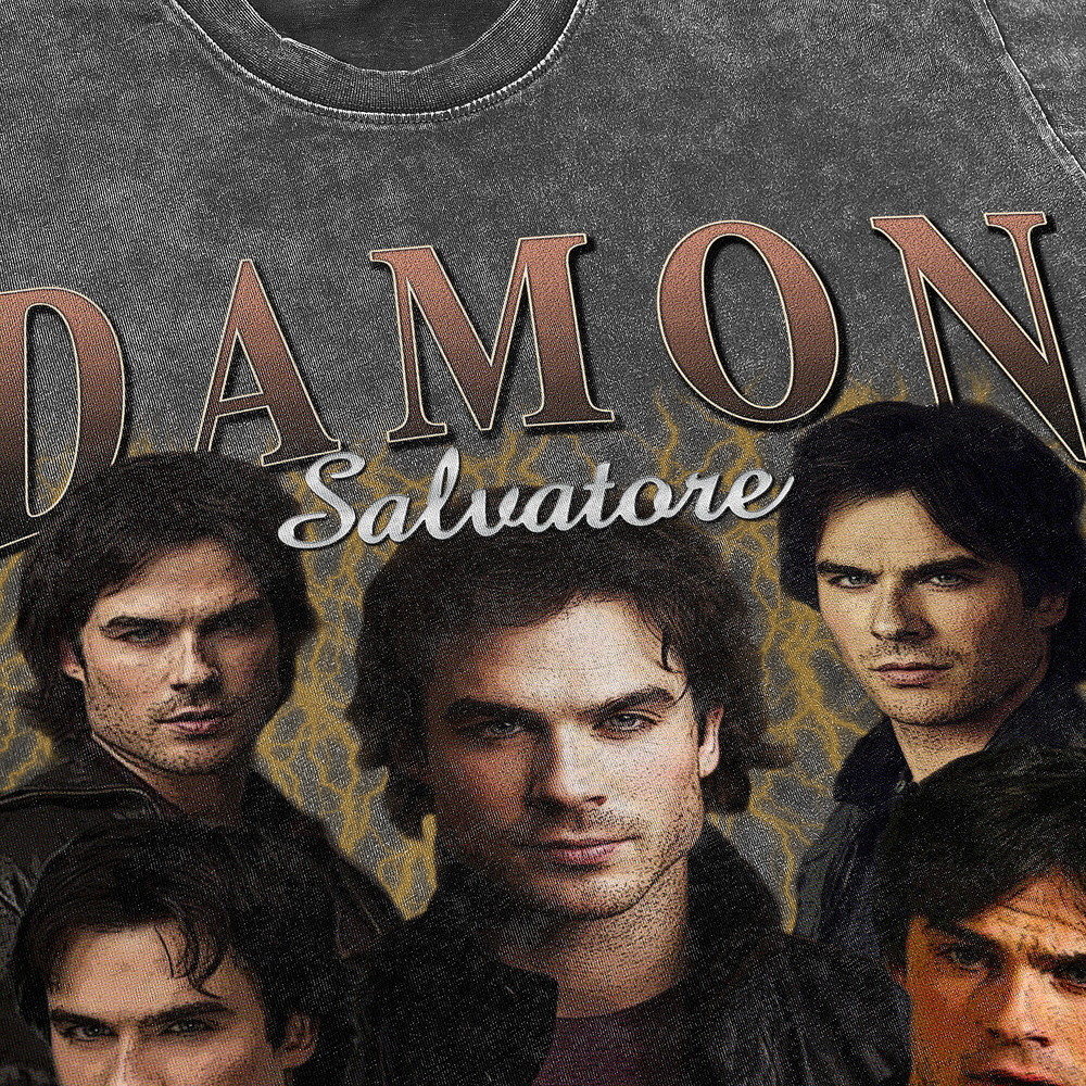 Damon Salvatore Vintage Washed T-Shirt, The Vampire Diaries Homage Tee,Funny Shirt For Women,Retro 90s Tee For Men - 3.jpg