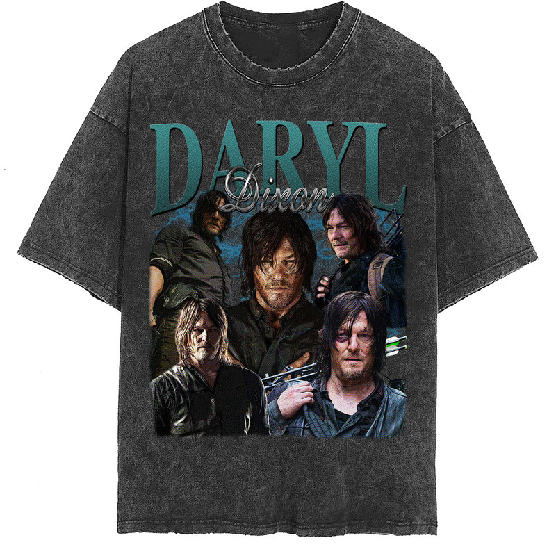 Daryl Dixon Vintage Washed Shirt, Actor Homage Graphic Unisex T-Shirt, Bootleg Retro 90's Fans Tee Gift - 2.jpg