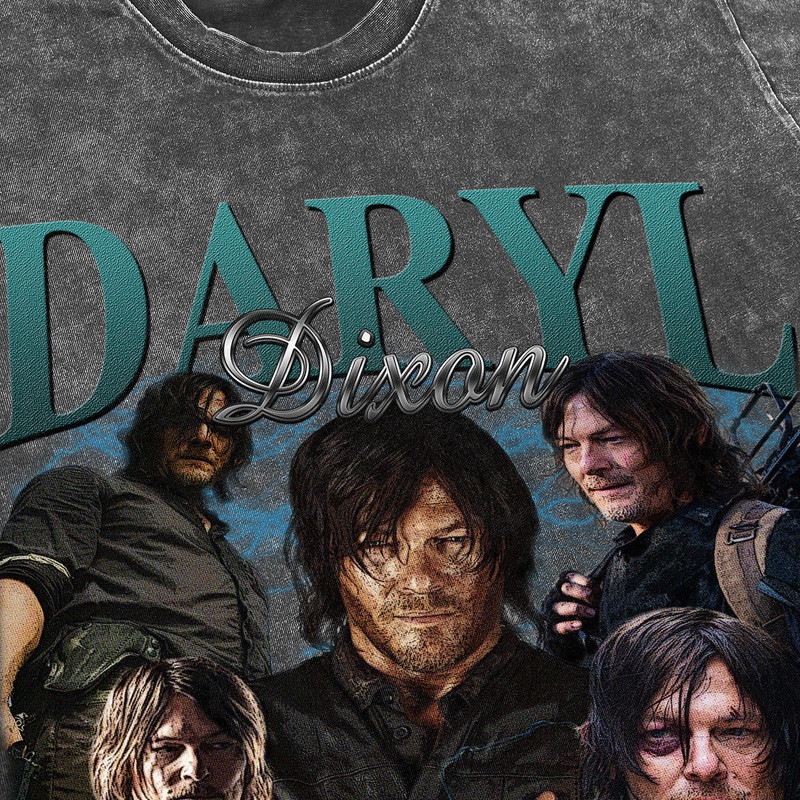Daryl Dixon Vintage Washed Shirt, Actor Homage Graphic Unisex T-Shirt, Bootleg Retro 90's Fans Tee Gift - 3.jpg