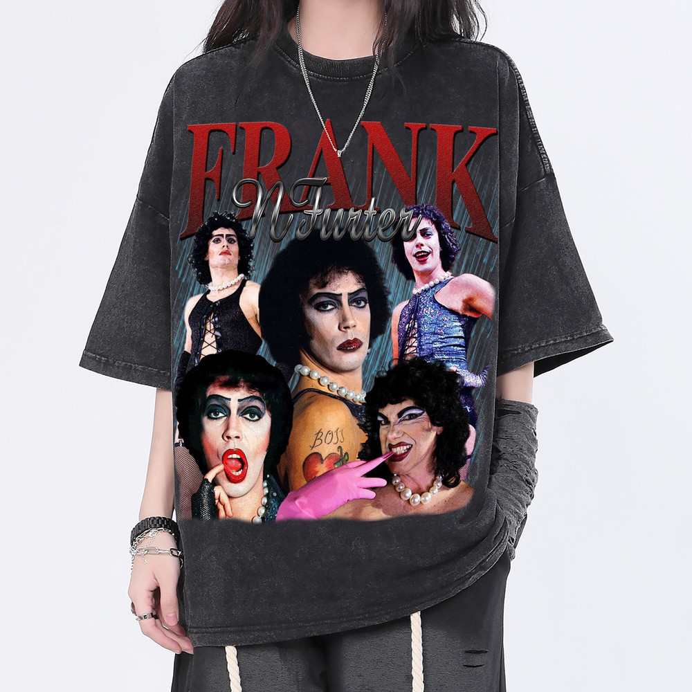 Frank N Furter Vintage Washed Shirt, Actor Homage Graphic Unisex T-Shirt, Bootleg Retro 90's Fans Tee Gift - 1.jpg