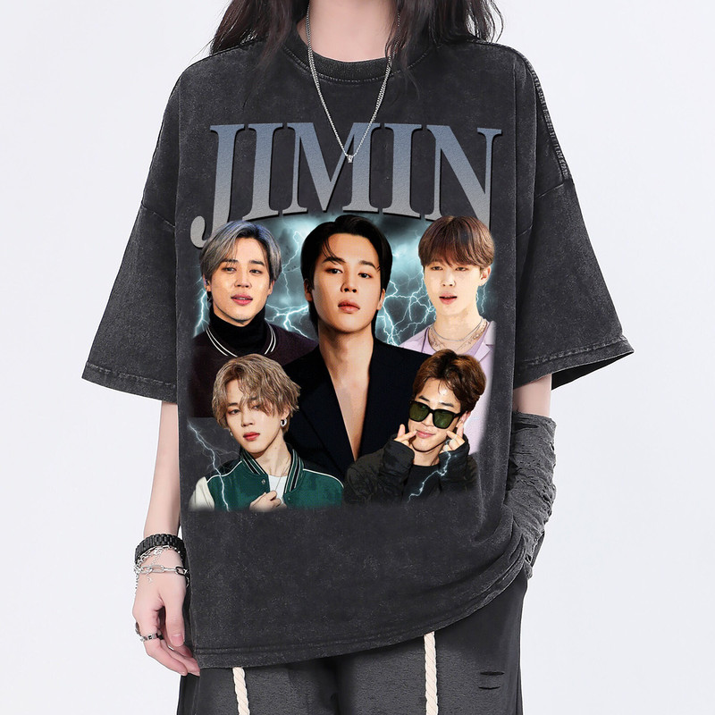 Jimin Washed Shirt, K-pop Band Homage Graphic Unisex T-Shirt, Bootleg Retro 90's Fans Tee Gift - 1.jpg