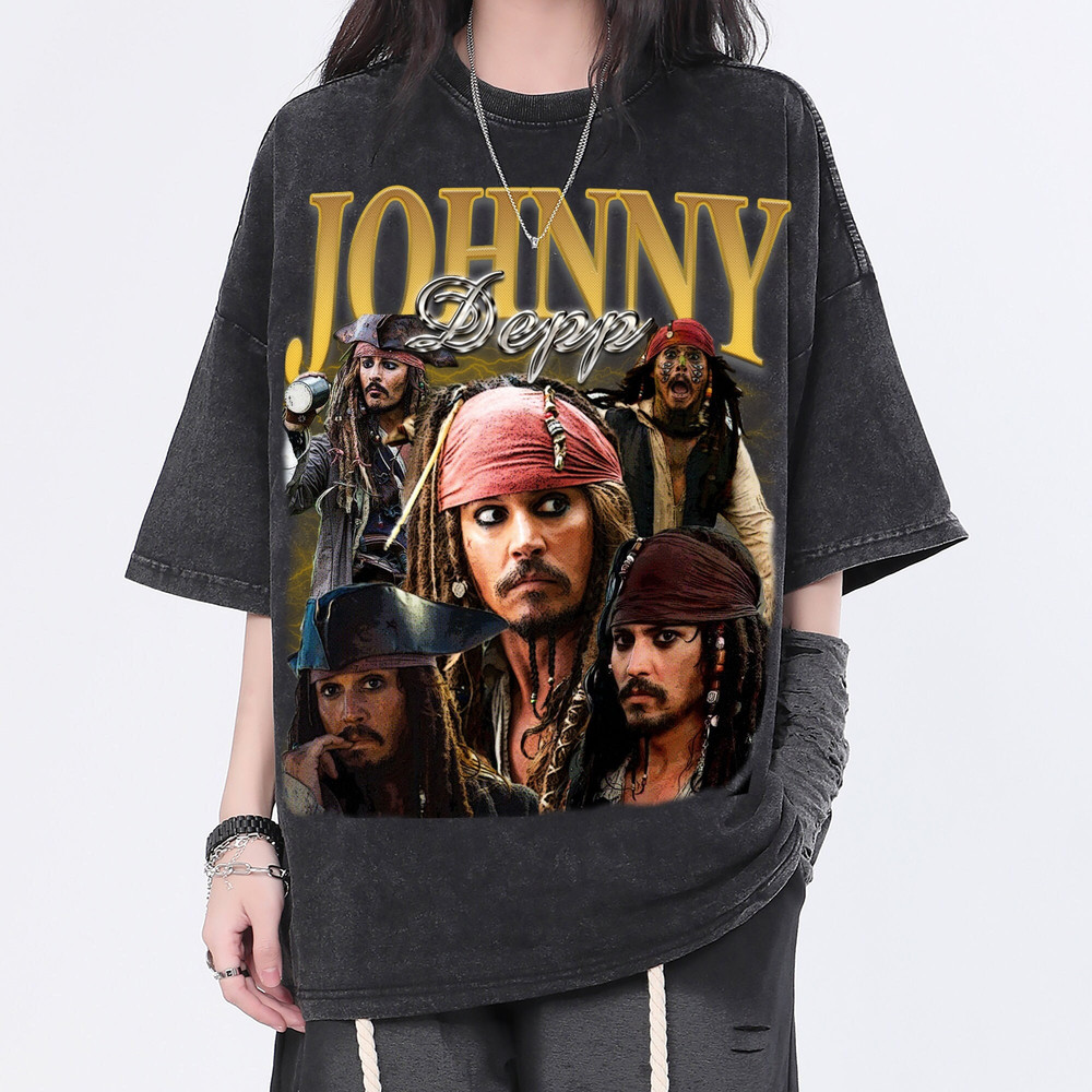 Johnny Depp Vintage Washed Shirt, Actor Homage Unisex T-Shirt, Fans Gift For Women, Retro 90's Tee For Men - 1.jpg