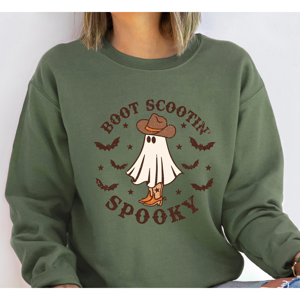 Boot Scootin Spooky Sweatshirt and Hoodie,Halloween Shirt ,Cowboy Ghost Shirt,Western Halloween Shirt, Cute Spooky Shirt, Halloween Gift - 2.jpg