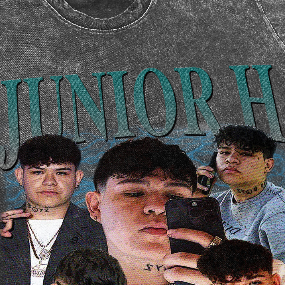 Junior H Vintage Washed Shirt,Hiphop RnB Rapper Singer Homage Graphic Unisex T-Shirt, Bootleg Retro 90's Fans Tee Gift - 3.jpg