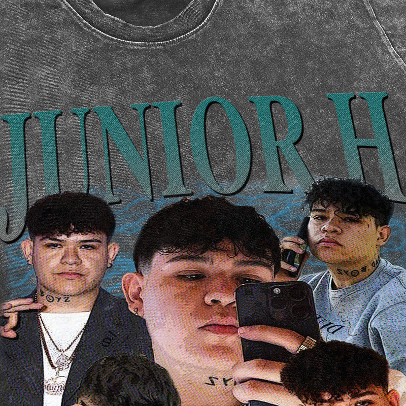 Junior H Vintage Washed Shirt,Hiphop RnB Rapper Singer Homage Graphic Unisex T-Shirt, Bootleg Retro 90's Fans Tee Gift - 3.jpg