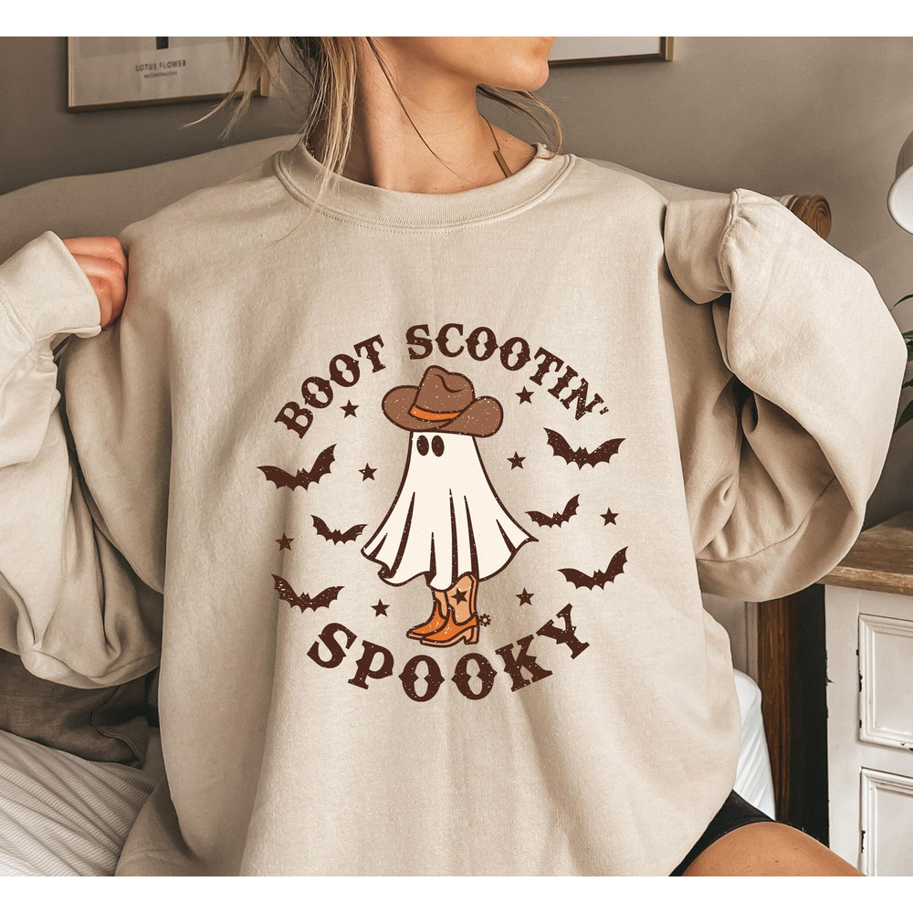Boot Scootin Spooky Sweatshirt and Hoodie,Halloween Shirt ,Cowboy Ghost Shirt,Western Halloween Shirt, Cute Spooky Shirt, Halloween Gift - 3.jpg