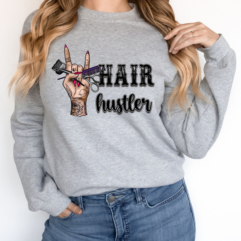 Hair Hustler Sweatshirt, Hair Dresser Hoodie, Hair Stylist Shirt, Licensed Hair Therapist Shirt, Gift For Hairdresser, Beautician Sweatshirt - 3.jpg