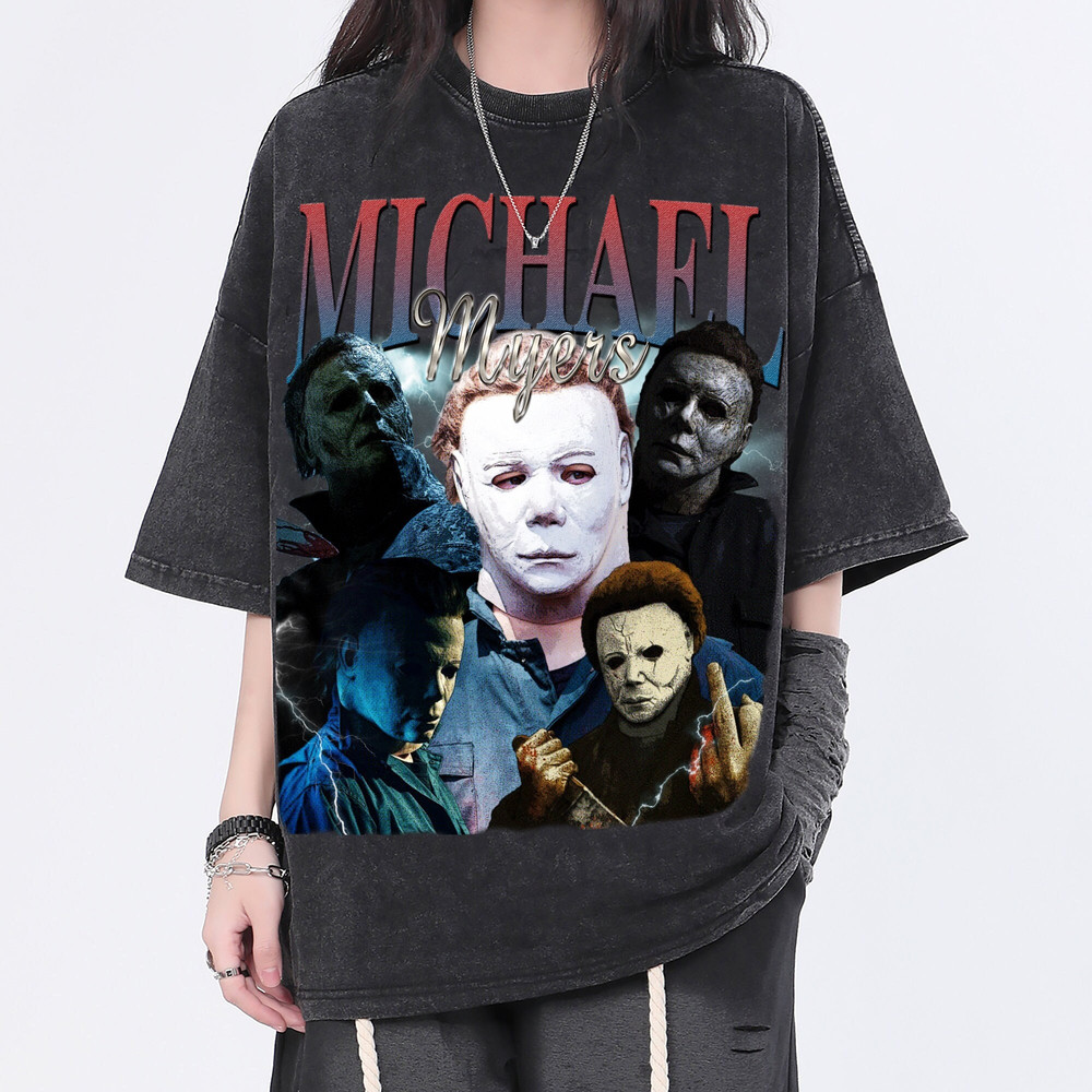 Michael Myers Vintage Washed Shirt, Actor Homage Graphic Unisex T-Shirt, Bootleg Retro 90's Fans Tee Gift - 1.jpg