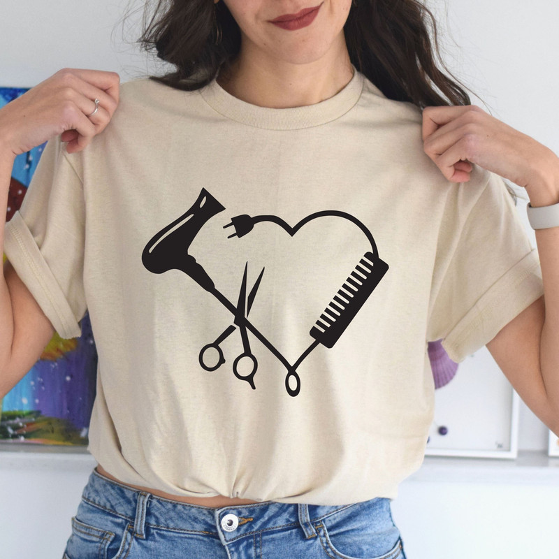 Hairdressers Love T-Shirt, Cosmetologists Hair Stylist Love Shirt, Gift For Hairstylists, Heart Hairdresser Scissors Comb Hairbrush Shirt - 1.jpg