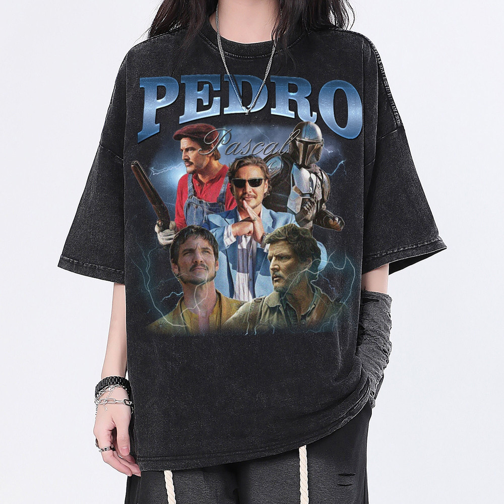 PEDRO PASCAL Vintage Washed Shirt, Actor Retro 90s T-Shirt, Fans Gift For Women, Tribute Celebrity Shirt For Men - 1.jpg