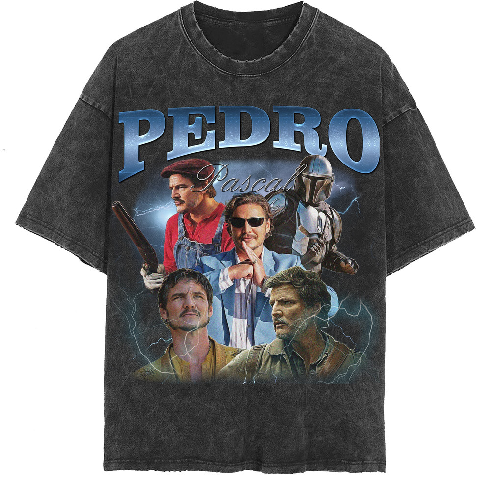PEDRO PASCAL Vintage Washed Shirt, Actor Retro 90s T-Shirt, Fans Gift For Women, Tribute Celebrity Shirt For Men - 2.jpg