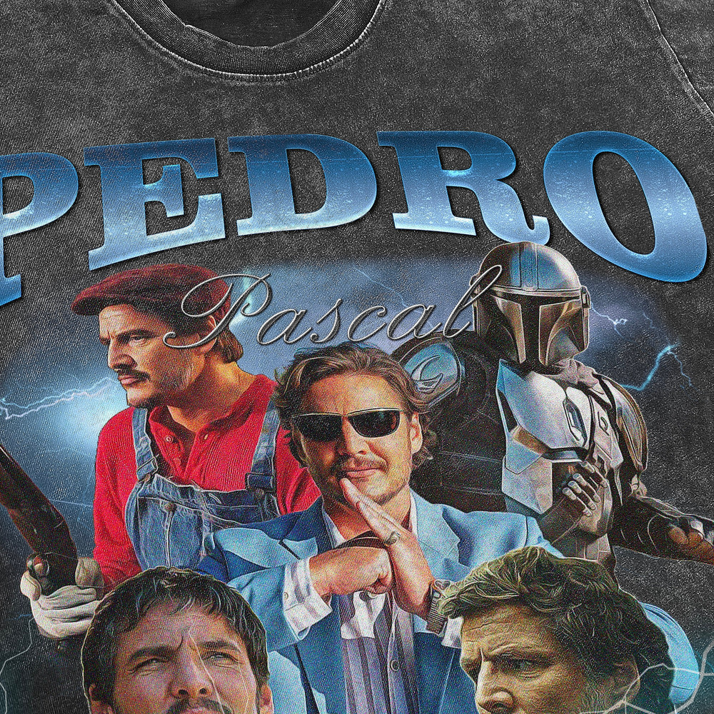 PEDRO PASCAL Vintage Washed Shirt, Actor Retro 90s T-Shirt, Fans Gift For Women, Tribute Celebrity Shirt For Men - 3.jpg