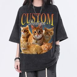 pet custom vintage washed shirt, custom cat graphic unisex t-shirt, dog bootleg retro 90s tee gift for her