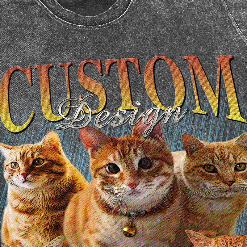 Pet Custom Vintage Washed Shirt, Custom Cat Graphic Unisex T-Shirt, Dog Bootleg Retro 90's Tee Gift For Her - 3.jpg