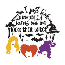 i just took a dna test turns out im 100 that witch, halloween svg, witch svg, dna svg, witch gift, halloween witch, witc