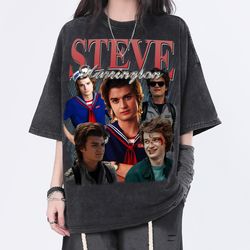 steve harrington vintage washed shirt, joe keery homage tee, fans gift for women, actor retro 90s t-shirt for men