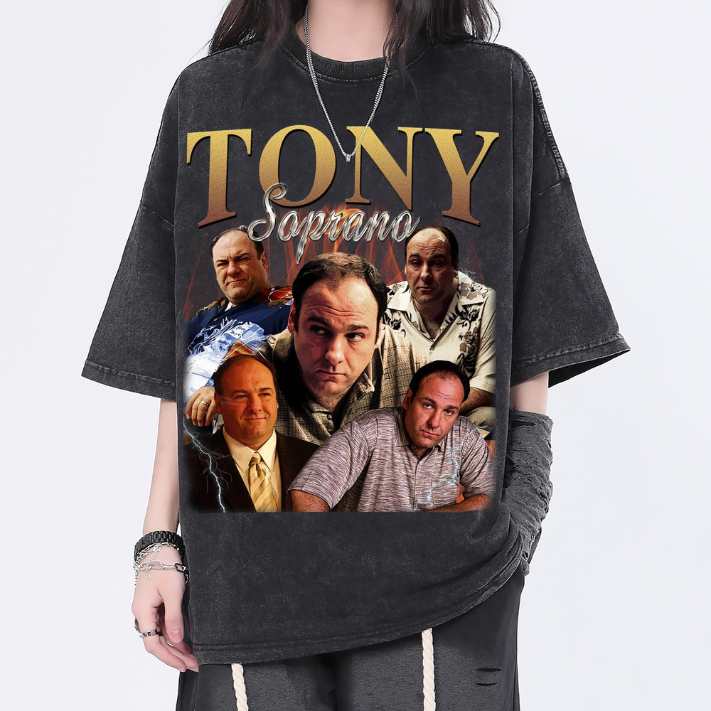 Tony Soprano Vintage Washed Shirt, Actor Homage Graphic Unisex T-Shirt, Bootleg Retro 90's Fans Tee Gift - 1.jpg