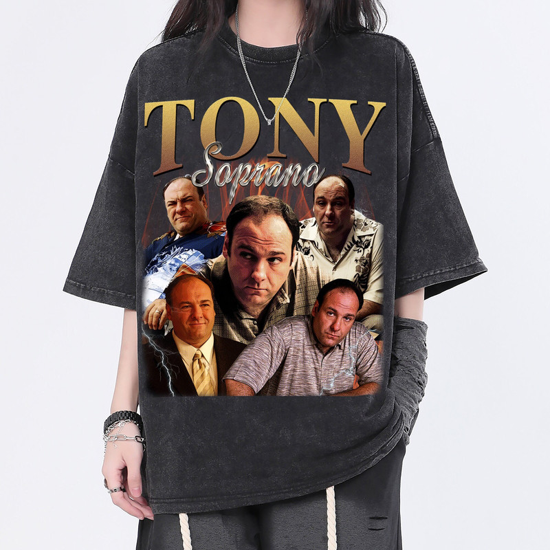 Tony Soprano Vintage Washed Shirt, Actor Homage Graphic Unisex T-Shirt, Bootleg Retro 90's Fans Tee Gift - 1.jpg