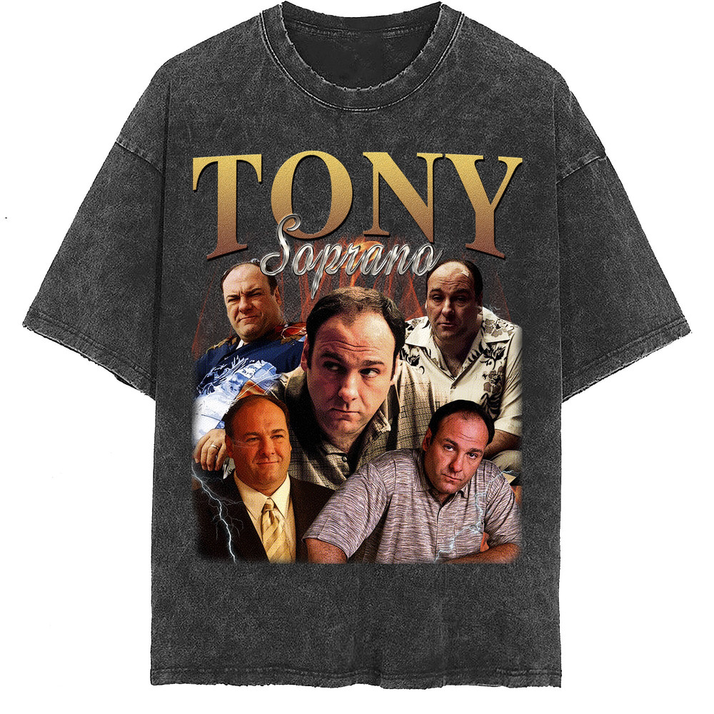Tony Soprano Vintage Washed Shirt, Actor Homage Graphic Unisex T-Shirt, Bootleg Retro 90's Fans Tee Gift - 2.jpg