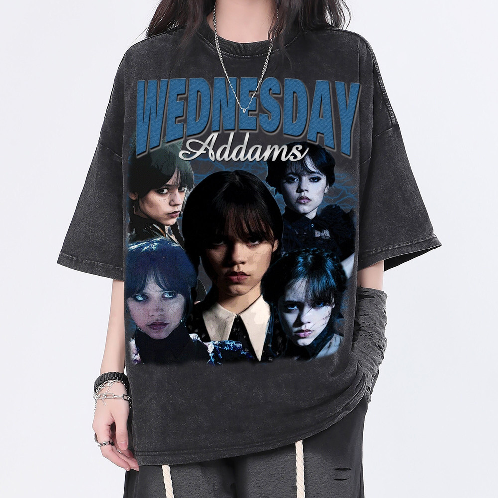 Wednesday Addams Vintage Washed Shirt, Actor Retro 90's T-Shirt, Fans Gift For Women, Homage Tee For Men - 1.jpg