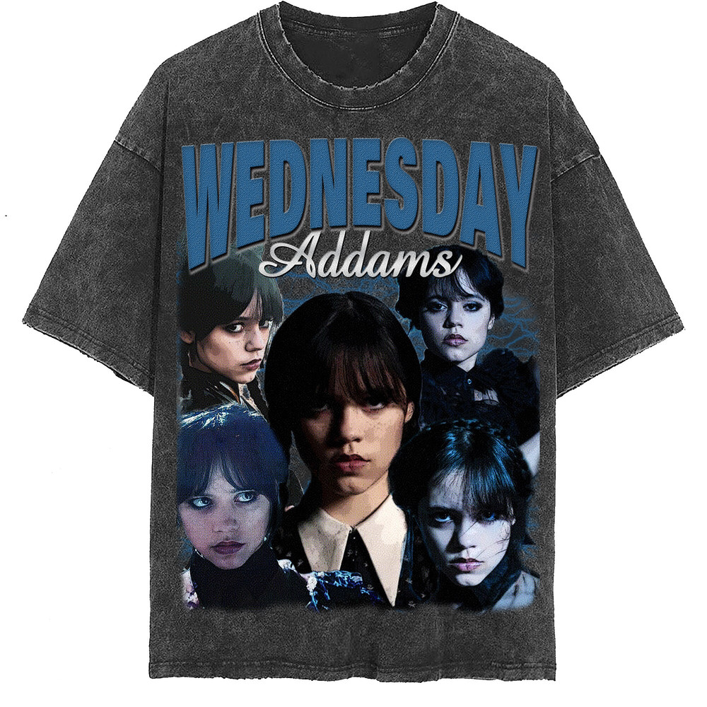 Wednesday Addams Vintage Washed Shirt, Actor Retro 90's T-Shirt, Fans Gift For Women, Homage Tee For Men - 2.jpg