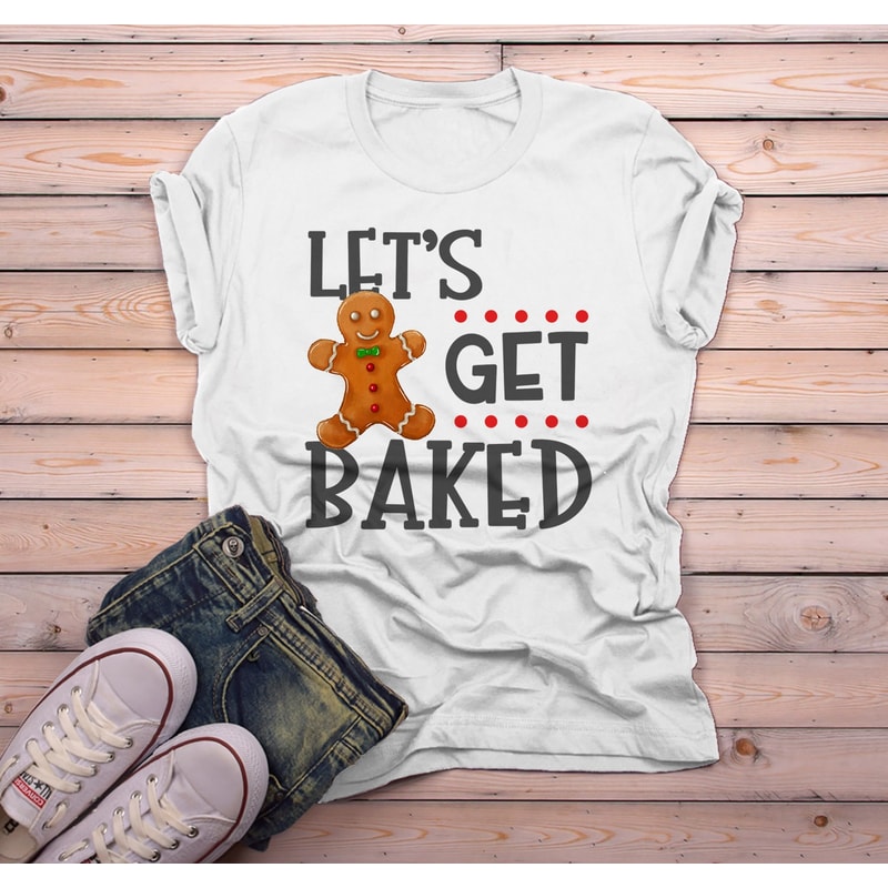 Men's Funny Christmas Shirt Let's Get Baked T Shirt Christmas Cookie Shirts Funny Holiday Graphic Tee - 1.jpg
