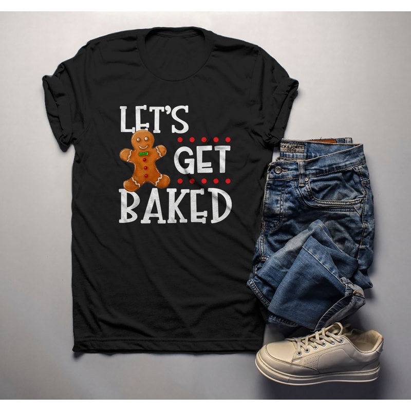 Men's Funny Christmas Shirt Let's Get Baked T Shirt Christmas Cookie Shirts Funny Holiday Graphic Tee - 2.jpg