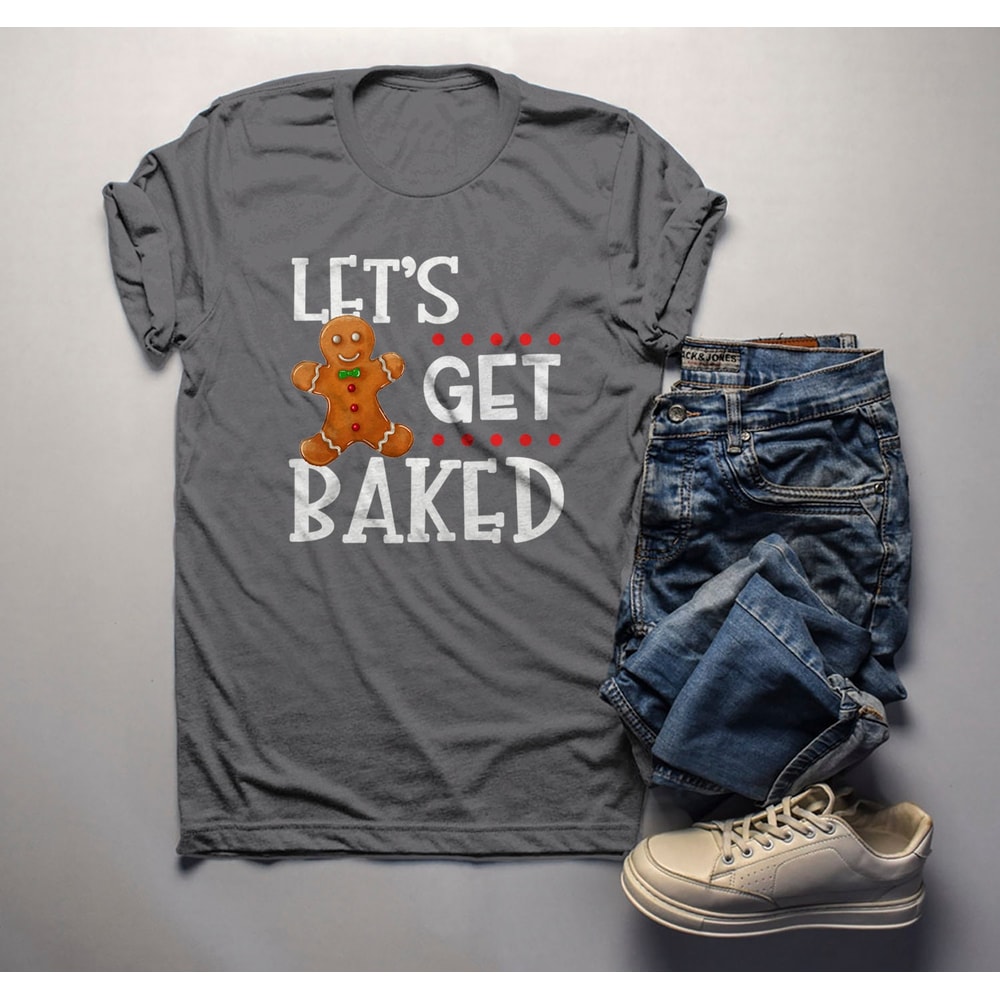 Men's Funny Christmas Shirt Let's Get Baked T Shirt Christmas Cookie Shirts Funny Holiday Graphic Tee - 3.jpg