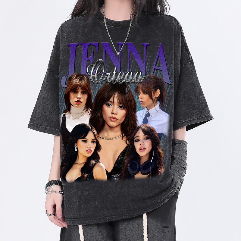 Jenna Ortega Vintage Washed Shirt, Actress Homage Graphic Unisex T-Shirt, Bootleg Retro 90's Fans Tee Gift - 1.jpg