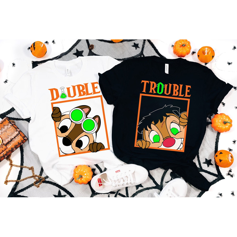Disney Chip and Dale Double Trouble Shirt, Matching Disney Halloween Family Shirt, Halloween Couple Tee, WDW Animal Kingdom, Disneyland Trip - 1.jpg