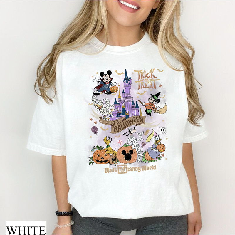 Retro Disney Halloween 2023 Trick or Treat Comfort Colors Tee, Walt Disney World Magic Kingdom, Matching Halloween Party, Mickey and Friends - 3.jpg