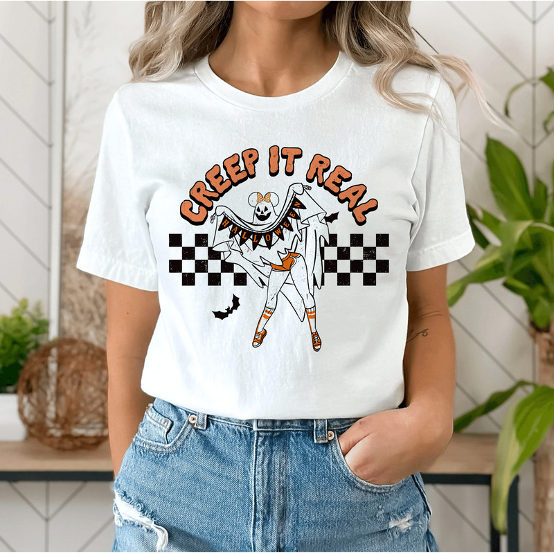 Retro Disney Minnie Ears Creep It Real Unisex Tee, Matching Disney Halloween Party Shirt Women, Halloween Family Gift, Spooky Fall Season - 3.jpg