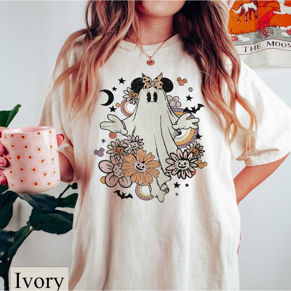 Retro Floral Disney Minnie Ghost Comfort Colors, Disney Halloween Party Shirt, Walt Disney World Trick or Treat Shirt, Disney Family Holiday - 4.jpg
