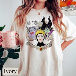 retro floral disney villains comfort colors tee, perfe