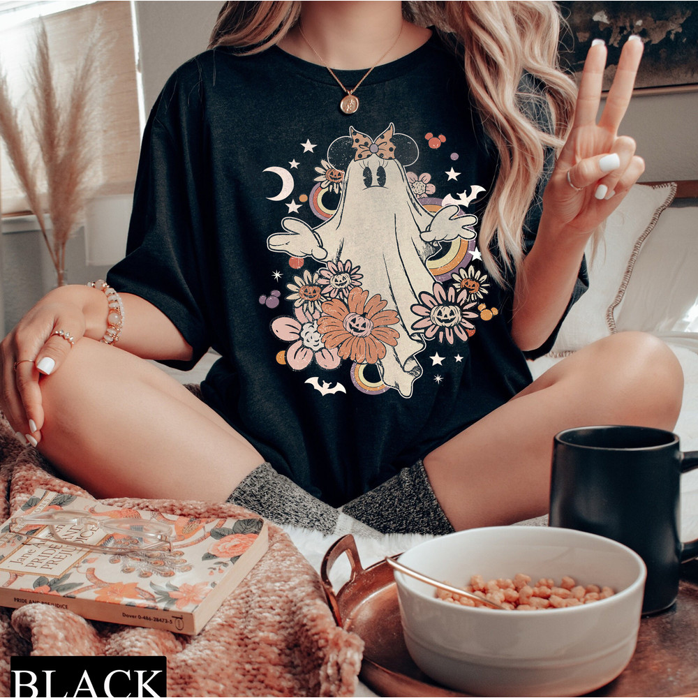 Retro Floral Disney Minnie Ghost Comfort Colors, Disney Halloween Party Shirt, Walt Disney World Trick or Treat Shirt, Disney Family Holiday - 5.jpg