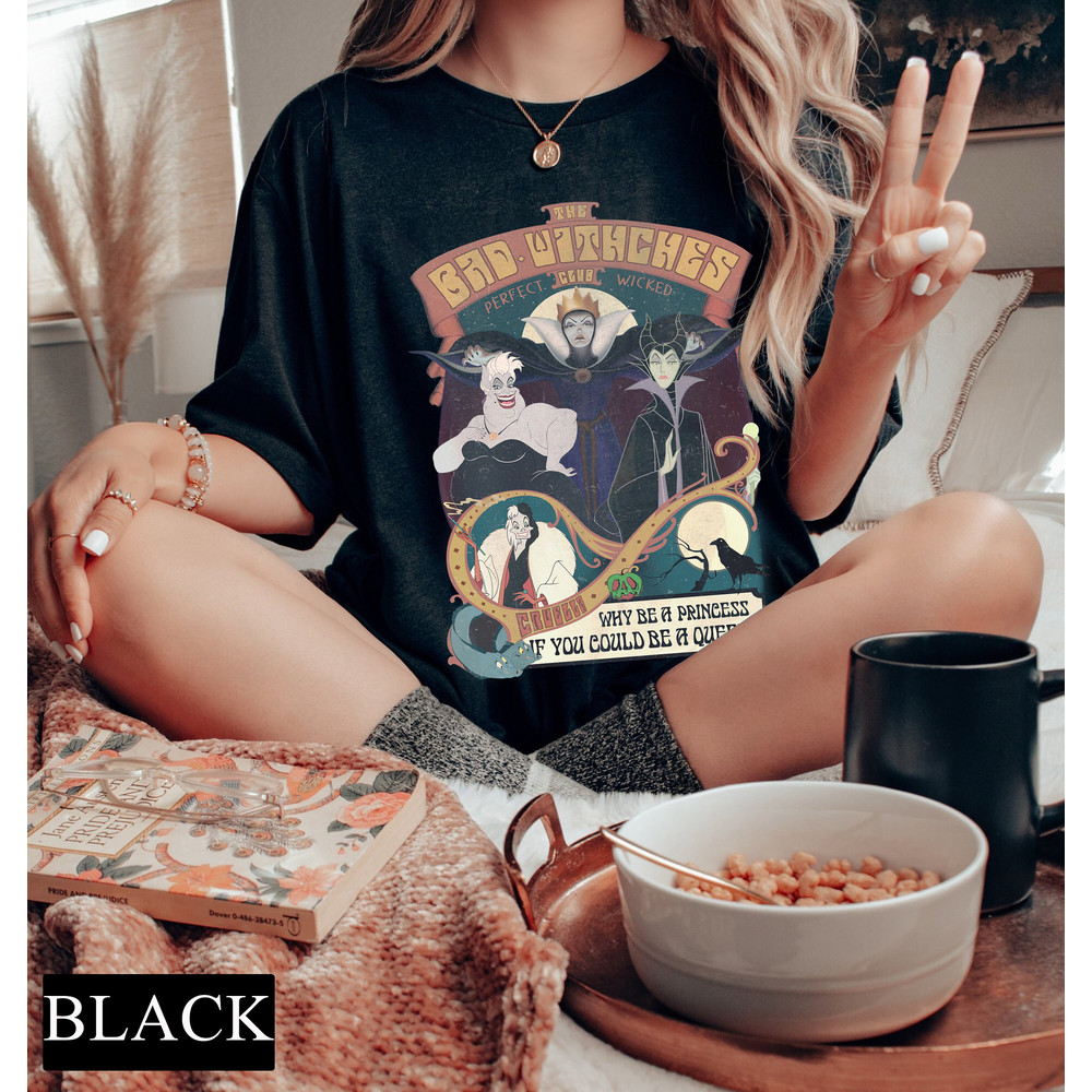 Retro The Bad Witches Club Comfort Colors Tee, Perfect Wicked Shirt, Disney Villains Shirt, Maleficent, Evil Queen, Ursula, Cruella, Women's - 3.jpg