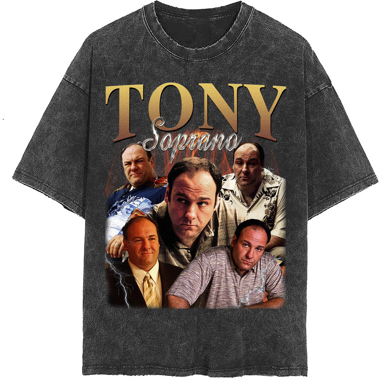Tony Soprano Vintage Washed Shirt, Actor Homage Graphic Unisex T-Shirt, Bootleg Retro 90's Fans Tee Gift - 2.jpg