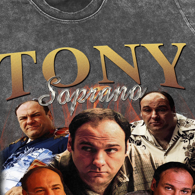Tony Soprano Vintage Washed Shirt, Actor Homage Graphic Unisex T-Shirt, Bootleg Retro 90's Fans Tee Gift - 3.jpg