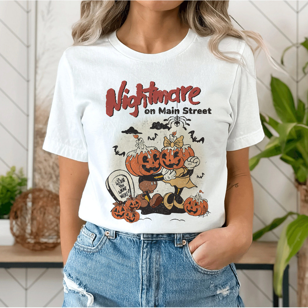Vintage Disney Halloween Pumpkin Shirt, Mickey Minnie Nightmare on Mainstreet Shirt, 90s Halloween Party, WDW Spooky Season, Trick or Treat - 3.jpg