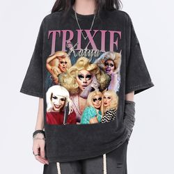 trixie katya vintage washed shirt, actress homage graphic unisex t-shirt, bootleg retro 90s fans tee gift