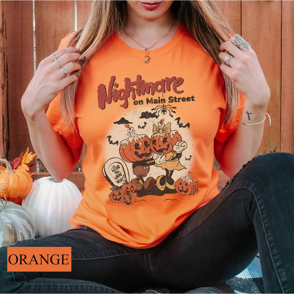 Vintage Disney Halloween Pumpkin Shirt, Mickey Minnie Nightmare on Mainstreet Shirt, 90s Halloween Party, WDW Spooky Season, Trick or Treat - 5.jpg