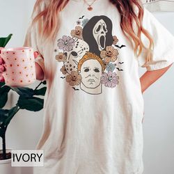 Vintage Floral Horror Movie Characters Comfort Colors