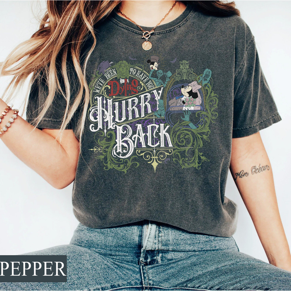 Vintage The Haunted Mansion Disney Mickey Minnie Comfort Colors, Disney Halloween Party Shirt, Fall Vibes Shirt, Tis The Season Shirt - 1.jpg