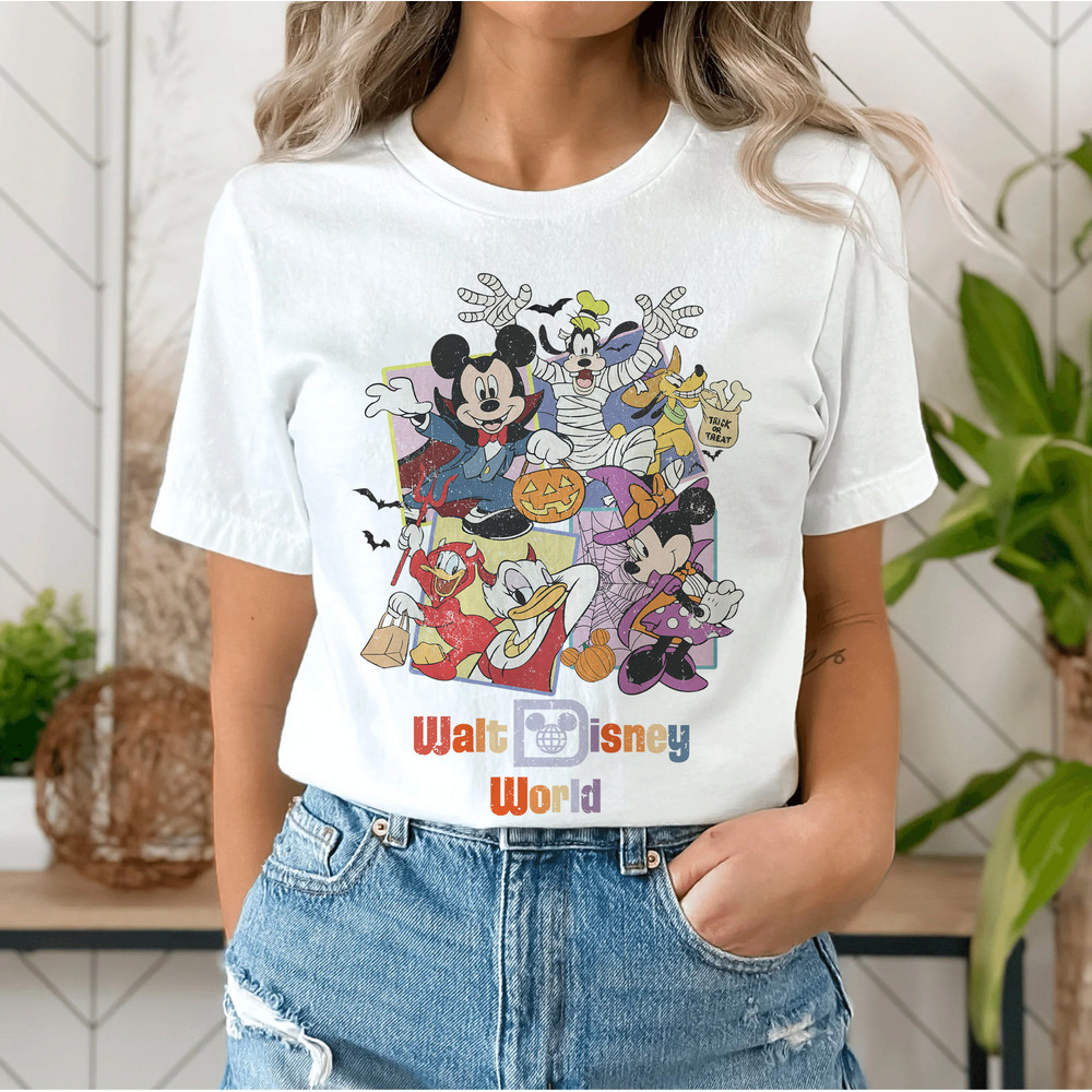 Vintage Walt Disney World Mickey Minnie Friends Trick or Treat Unisex Shirt, Disney Halloween Party Shirt, Disney Halloween Family Matching - 2.jpg