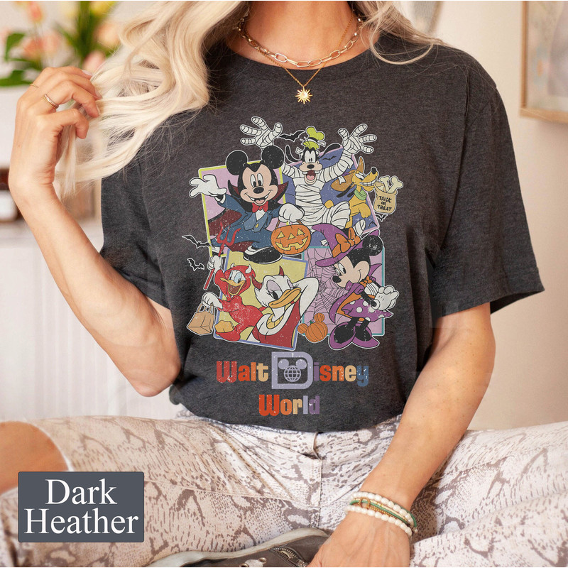 Vintage Walt Disney World Mickey Minnie Friends Trick or Treat Unisex Shirt, Disney Halloween Party Shirt, Disney Halloween Family Matching - 3.jpg
